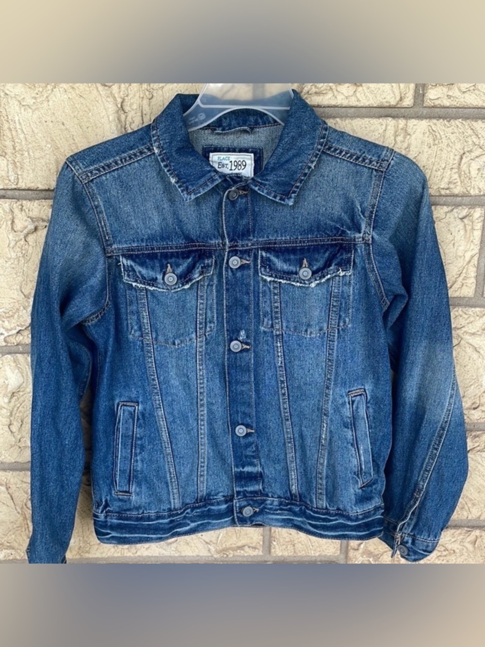 Place children’s Place denim Jacket Size 14 XL / TG Distressed dark wash